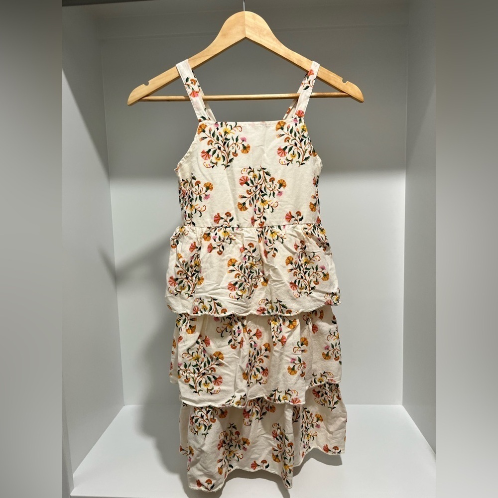Old Navy kids Sleeveless tiered square neck midi sundress floral L (10-12)